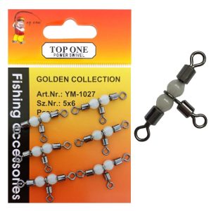 TOP ONE CROSS-LINE ROLLING SWIVEL WITH PEAR BEADS YM1027 ΤΡΙΠΛΟ ΣΤΡΙΦΤΑΡΙ