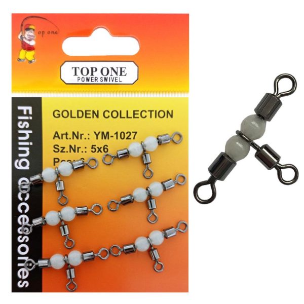 TOP ONE CROSS-LINE ROLLING SWIVEL WITH PEAR BEADS YM1027 ΤΡΙΠΛΟ ΣΤΡΙΦΤΑΡΙ